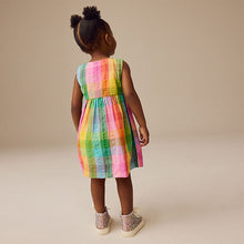 Load image into Gallery viewer, Rainbow Check Sleeveless Pocket Summer Dress (3mths-6yrs)
