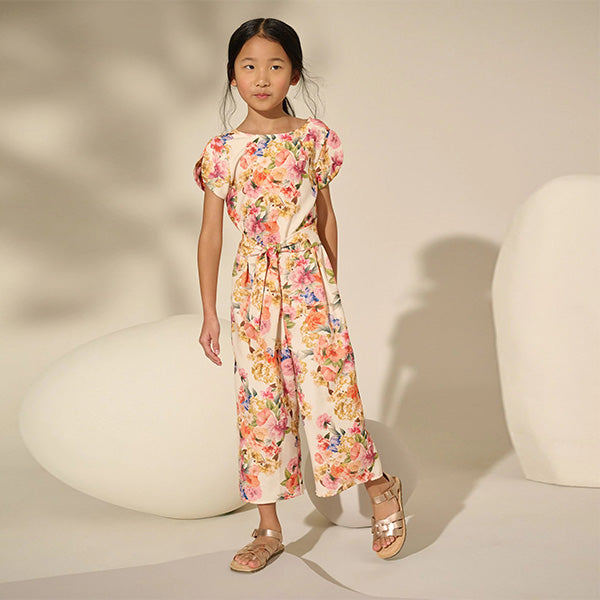Cream Floral Printed Jumpsuit (3-12yrs)
