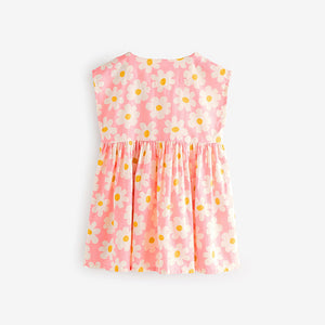 Pink Flower Button Through Summer Dress (3mths-6yrs)