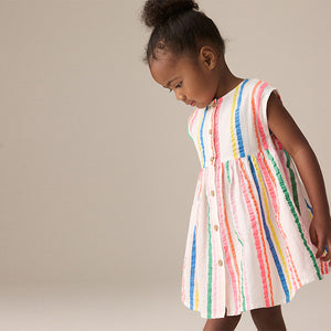 Rainbow Stripe Button Through Summer Dress (3mths-6yrs)