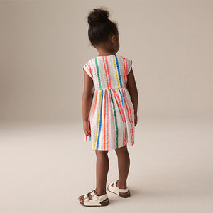 Rainbow Stripe Button Through Summer Dress (3mths-6yrs)