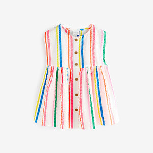 Rainbow Stripe Button Through Summer Dress (3mths-6yrs)