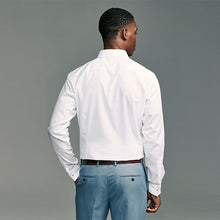 Load image into Gallery viewer, White Slim Fit Double Cuff Easy Care Textured Smart Shirt

