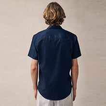Load image into Gallery viewer, Navy Dobby Regular Fit Short Sleeve Textured Shirt
