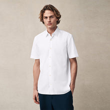 Load image into Gallery viewer, White Regular Fit 100% Cotton Short Sleeve Textured Shirt
