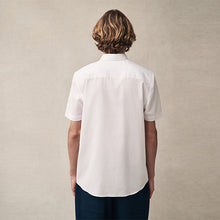 Load image into Gallery viewer, White Regular Fit 100% Cotton Short Sleeve Textured Shirt
