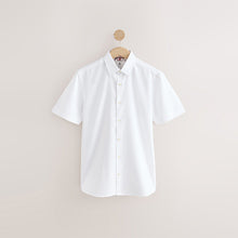 Load image into Gallery viewer, White Regular Fit 100% Cotton Short Sleeve Textured Shirt

