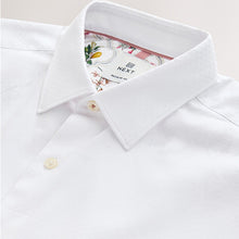 Load image into Gallery viewer, White Regular Fit 100% Cotton Short Sleeve Textured Shirt
