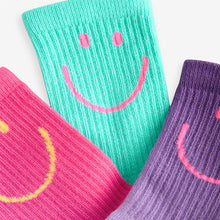 Load image into Gallery viewer, Pink, Purple and Teal Blue Character Cotton Rich Cushioned Sole Ankle Socks 3 Pack
