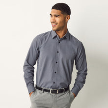 Load image into Gallery viewer, Navy Regular Fit Smart Cotton Rich Trimmed Textured Shirt
