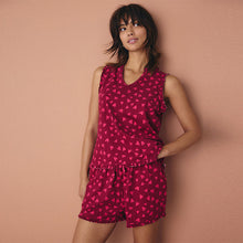Load image into Gallery viewer, Berry Heart 100% Cotton Frill Vest Short Set Pyjamas
