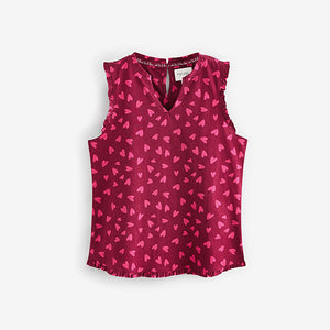 Berry Heart 100% Cotton Frill Vest Short Set Pyjamas