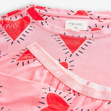 Load image into Gallery viewer, Pink Heart 100% Cotton Long Sleeve Pyjamas
