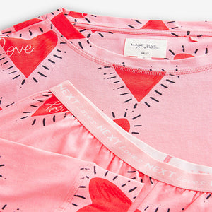 Pink Heart 100% Cotton Long Sleeve Pyjamas