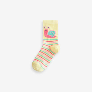 Pink, Purple and Green 4 Pack Cotton Rich Character Ankle Socks