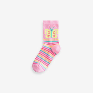 Pink, Purple and Green 4 Pack Cotton Rich Character Ankle Socks
