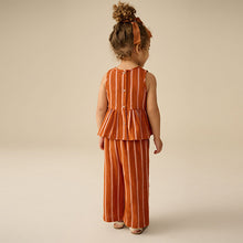 Load image into Gallery viewer, Rust Orange Stripe 100% Cotton Blouse And Trousers Co-Ord Set (3mths-6yrs)
