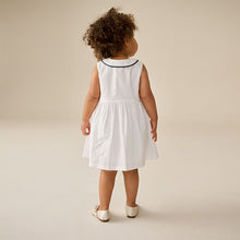 Load image into Gallery viewer, White Sleeveless Collar Summer Dress (3mths-6yrs)
