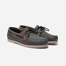 Load image into Gallery viewer, Men&#39;s Boat Shoes Navy and Beige Leather
