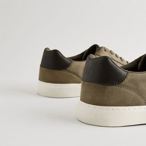 Khaki Green Lace-Up Low Trainers