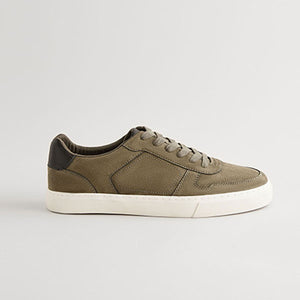 Khaki Green Lace-Up Low Trainers