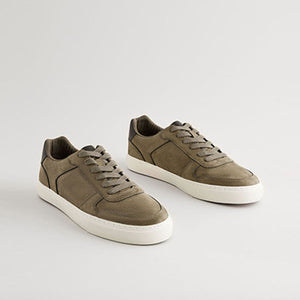 Khaki Green Lace-Up Low Trainers