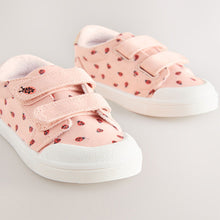 Load image into Gallery viewer, Pink Ladybird Standard Fit (F) Touch Fasten Strap Machine Washable Trainers
