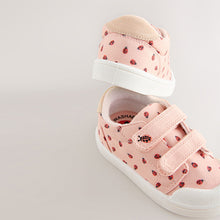 Load image into Gallery viewer, Pink Ladybird Standard Fit (F) Touch Fasten Strap Machine Washable Trainers
