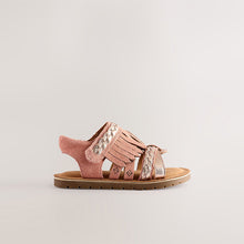 Load image into Gallery viewer, Tan Brown Suede Fringe Sandals
