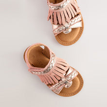 Load image into Gallery viewer, Tan Brown Suede Fringe Sandals
