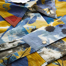 Load image into Gallery viewer, Abstract Blue Print Long Sleeve Button Down Shirt
