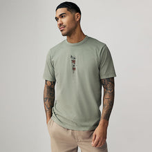 Load image into Gallery viewer, Green Tattoo Print Regular Fit Graphic Print T-Shirt
