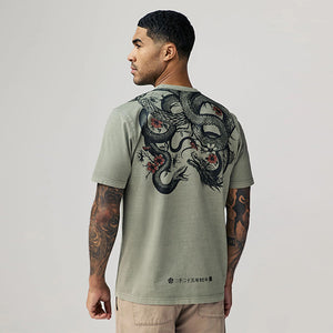 Green Tattoo Print Regular Fit Graphic Print T-Shirt