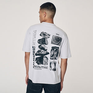 Light Grey Relaxed Fit Graphic Print T-Shirt