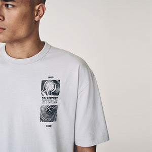 Light Grey Relaxed Fit Graphic Print T-Shirt