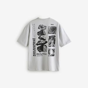 Light Grey Relaxed Fit Graphic Print T-Shirt