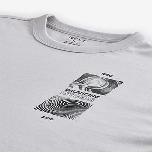 Light Grey Relaxed Fit Graphic Print T-Shirt