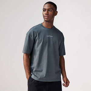 Purple/Blue/Black Relaxed Fit Graphic Print Heavyweight T-Shirt
