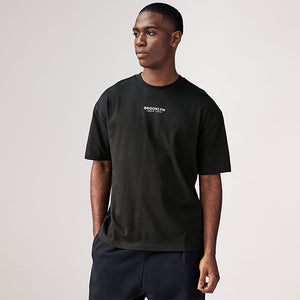 Purple/Blue/Black Relaxed Fit Graphic Print Heavyweight T-Shirt