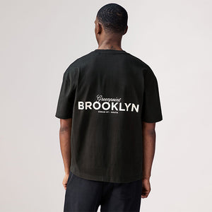 Purple/Blue/Black Relaxed Fit Graphic Print Heavyweight T-Shirt