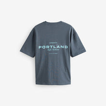 Load image into Gallery viewer, Purple/Blue/Black Relaxed Fit Graphic Print Heavyweight T-Shirt
