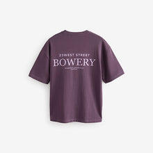 Load image into Gallery viewer, Purple/Blue/Black Relaxed Fit Graphic Print Heavyweight T-Shirt
