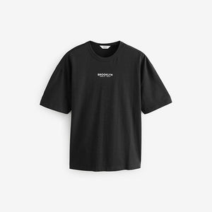 Purple/Blue/Black Relaxed Fit Graphic Print Heavyweight T-Shirt