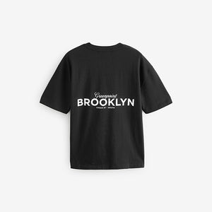 Purple/Blue/Black Relaxed Fit Graphic Print Heavyweight T-Shirt