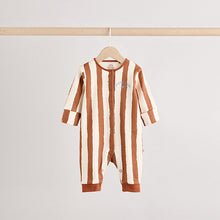 Load image into Gallery viewer, Cream/Blue Baby Footless Sleepsuits 3 Pack
