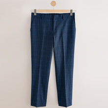 Load image into Gallery viewer, Navy Slim Linen Blend Check Suit Trousers
