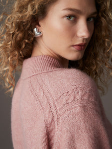 Pink Blush Soft Touch Short Sleeve Knitted Polo Jumper with Wool