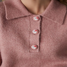 Load image into Gallery viewer, Pink Blush Soft Touch Short Sleeve Knitted Polo Jumper with Wool
