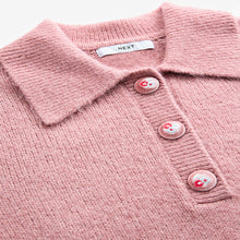Load image into Gallery viewer, Pink Blush Soft Touch Short Sleeve Knitted Polo Jumper with Wool
