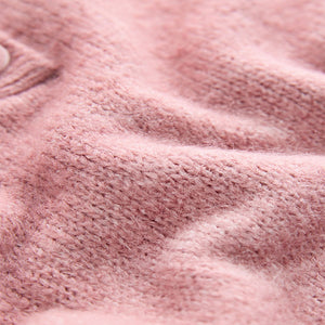 Pink Blush Soft Touch Short Sleeve Knitted Polo Jumper with Wool